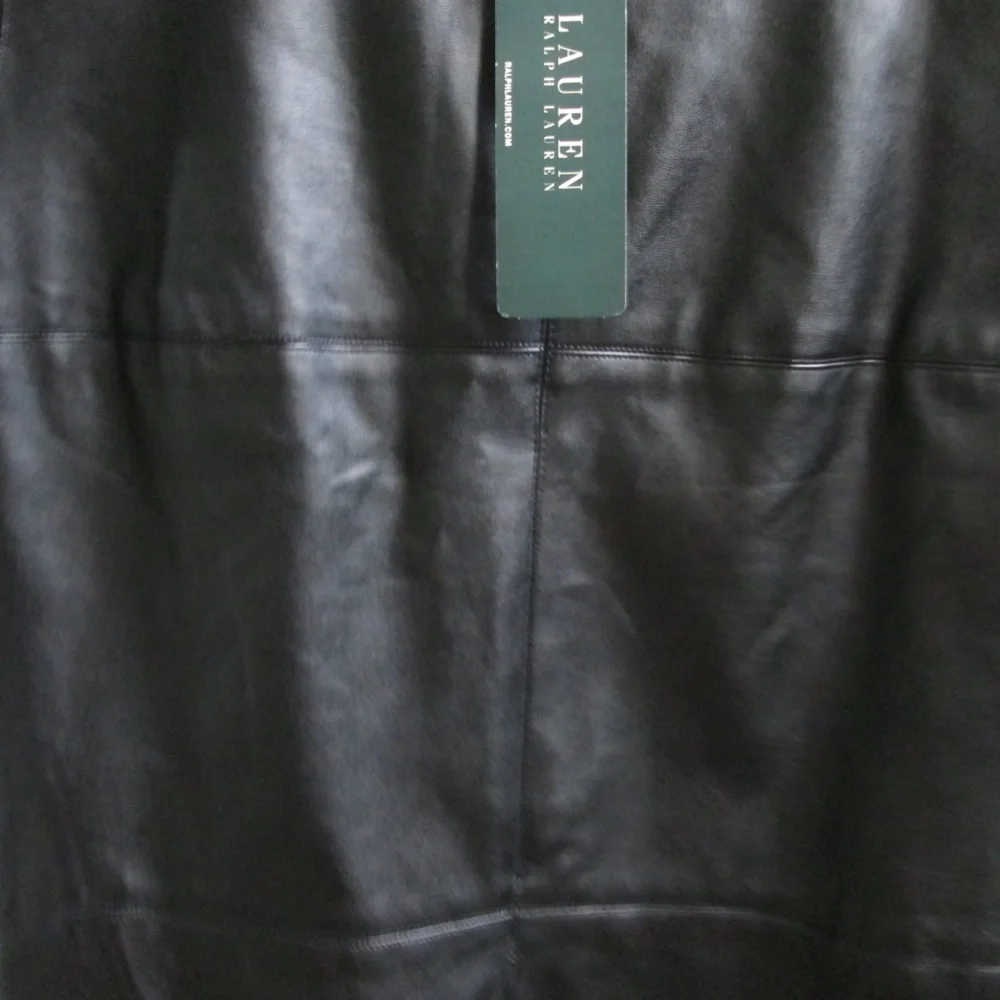 new RALPH LAUREN Black leather look like pullover blouse Sz - Picture 8 of 14